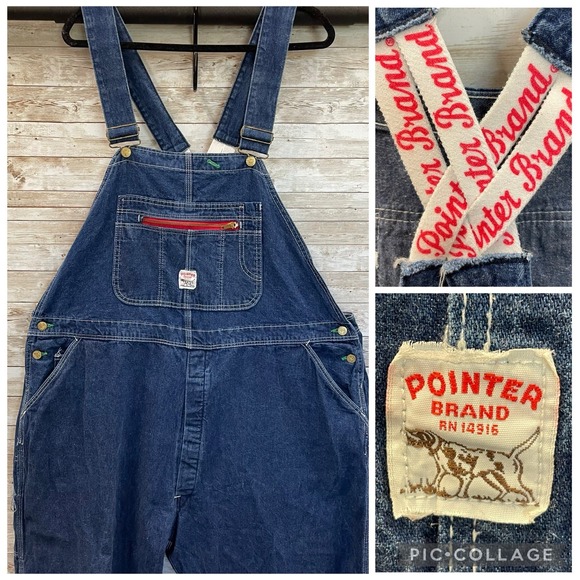 Vintage Pointer Brand Mens 48x30 Carpenter Overalls Blue Denim Made In USA - Picture 1 of 16
